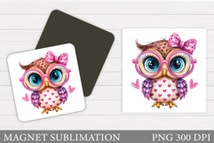Cute Owl Magnet Design. Cute Owl Sublimation Product Image 1