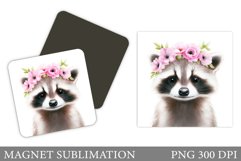 Spring Raccoon Magnet Design. Raccoon Magnet Sublimation Product Image 1