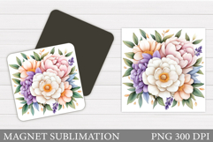Flowers Magnet Design. Floral Magnet Sublimation Product Image 1