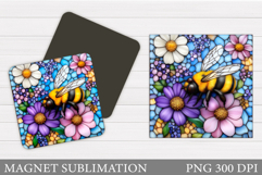 Bee Magnet Design. Flowers Magnet Sublimation Product Image 1