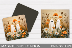 Cute Ghost Magnet Design. Halloween Magnet Sublimation Product Image 1