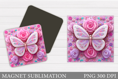 Butterfly Flowers Sublimation. Butterfly Magnet Sublimation Product Image 1