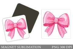 Shimmer Bow Magnet Design. Pink Bow Sublimation Product Image 1