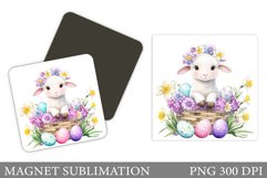 Cute Lamb Magnet Design. Lamb Easter Magnet Sublimation Product Image 1