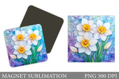 Daffodils Magnet Sublimation. Flowers Magnet Design Product Image 1