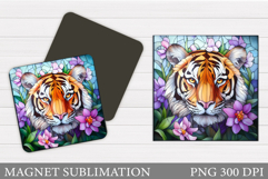 Tiger Magnet Design. Tiger Flowers Sublimation Product Image 1