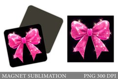 Shimmer Bow Magnet Design. Pink Bow Sublimation Product Image 1
