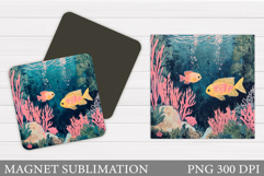 Fish Magnet Design. Fish Square Magnet Sublimation Product Image 1