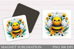Cute Bee Magnet Design. Cute Bee Sublimation Product Image 1
