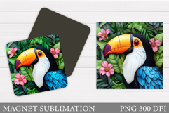 Toucan Magnet Sublimation. Cute Toucan Magnet Design Product Image 1
