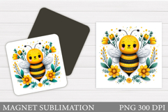 Cute Bee Magnet Design. Cute Bee Sublimation Product Image 1