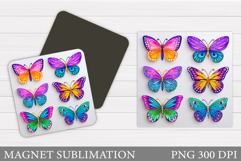 Butterfly Flowers Sublimation. Butterfly Magnet Sublimation Product Image 1