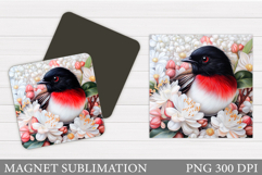Bird Flowers Magnet Design. Bird Magnet Sublimation Product Image 1