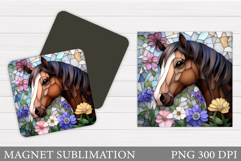 Horse Flowers Magnet. Cute Horse Magnet Sublimation Product Image 1