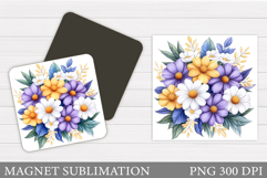 Flowers Magnet Design. Floral Magnet Sublimation Product Image 1