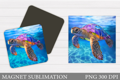 Turtle Magnet Design. Sea Turtle Magnet Sublimation Product Image 1