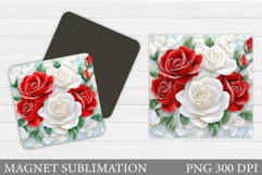 Roses Magnet Sublimation. Flowers Magnet Design Product Image 1