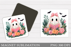Cute Ghost Magnet Design. Cute Ghost Sublimation Product Image 1