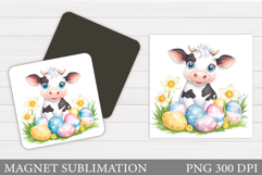 Easter Cow Magnet Design. Easter Magnet Sublimation Product Image 1