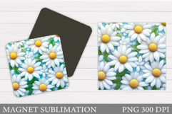 Daisy Flowers Magnet Design. Floral Magnet Sublimation Product Image 1