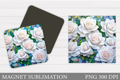 Roses Magnet Sublimation. Flowers Magnet Design Product Image 1