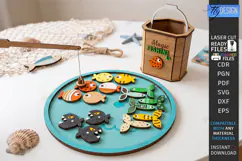 Wooden Magnetic Fishing Game Laser Cut | Montessori Toys SVG Product Image 1