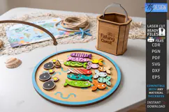 Wooden Magnetic Fishing Game Laser Cut | Montessori Toys SVG Product Image 1