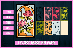 8 Layered Stained Glass Floral Cards SVG | 3D Paper Cut Product Image 6