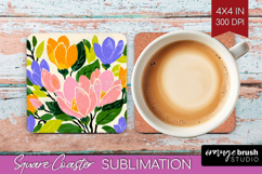 Magnolia Modern Floral Square Coaster Sping Flower Coaster Product Image 1