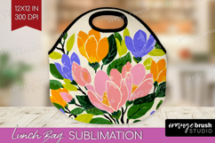 Magnolia Modern Floral Lunch Bag Sping Flower Lunch Bug PNG Product Image 1
