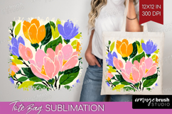 Magnolia Modern Floral Tote Bag Sping Flower Tote Bag PNG Product Image 1