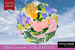 Magnolia Modern Floral Wind Spinner Sublimation PNG Sping Product Image 1