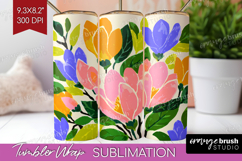 Magnolia Modern Floral Tumbler Wrap Sping Flower Tumbler PNG Product Image 1