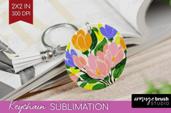 Magnolia Modern Floral Keychain PNG Sping Flower Keychain Product Image 1