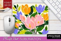 Magnolia Modern Floral Mouse Pad Sublimation Sping Flower Product Image 1