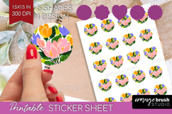 Magnolia Modern Floral Round Sticker Sping Flower Printable Product Image 1