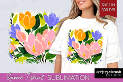 Magnolia Modern Floral Square Tshirt Background Sping Flower Product Image 1