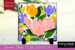 Magnolia Modern Floral Slate PNG Sping Flower Square Slate Product Image 1