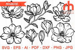 magnolia flower svg, floral svg design, hand drawn flower svg, botanical svg, magnolia clipart, tropical flower cut file, floral line art, cricut flower svg, silhouette flower file, laser cut floral, magnolia outline, botanical illustration svg