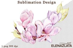 Watercolor pink magnolia flowers clipart, hand drawn Product Image 1