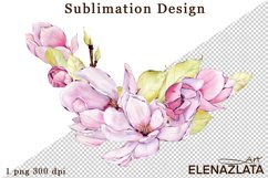 Watercolor pink magnolia flowers clipart, hand drawn Product Image 1