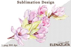 Watercolor pink magnolia flowers clipart, hand drawn Product Image 1