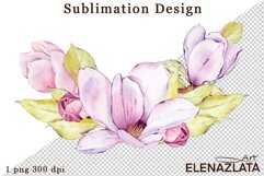 Watercolor pink magnolia flowers clipart, hand drawn Product Image 1