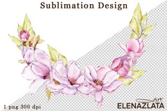Watercolor pink magnolia flowers clipart, hand drawn Product Image 1