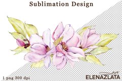 Watercolor pink magnolia flowers clipart, hand drawn Product Image 1