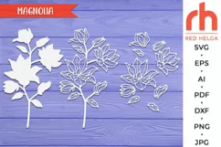 magnolia svg, tropical flower svg, magnolia outline, magnolia silhouette, laser cut file, layered magnolia svg, magnolia branch svg, wood poppy svg, mississippi flower svg, louisiana flower svg, magnolia stencil, beach flower svg, magnolia vector