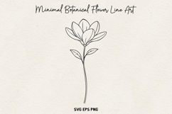 Minimal Botanical Flower SVG, Thin Line Floral Outline, PNG. Product Image 1