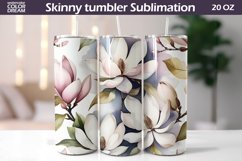 Magnolia Tumbler Wrap | Spring Flowers Tumbler Sublimation Product Image 1
