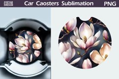 Magnolia Car Coaster | Spring Flowers Coaster | Car Coaster Product Image 1
