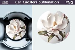 Magnolia Car Coaster | Spring Flowers Coaster | Car Coaster Product Image 1